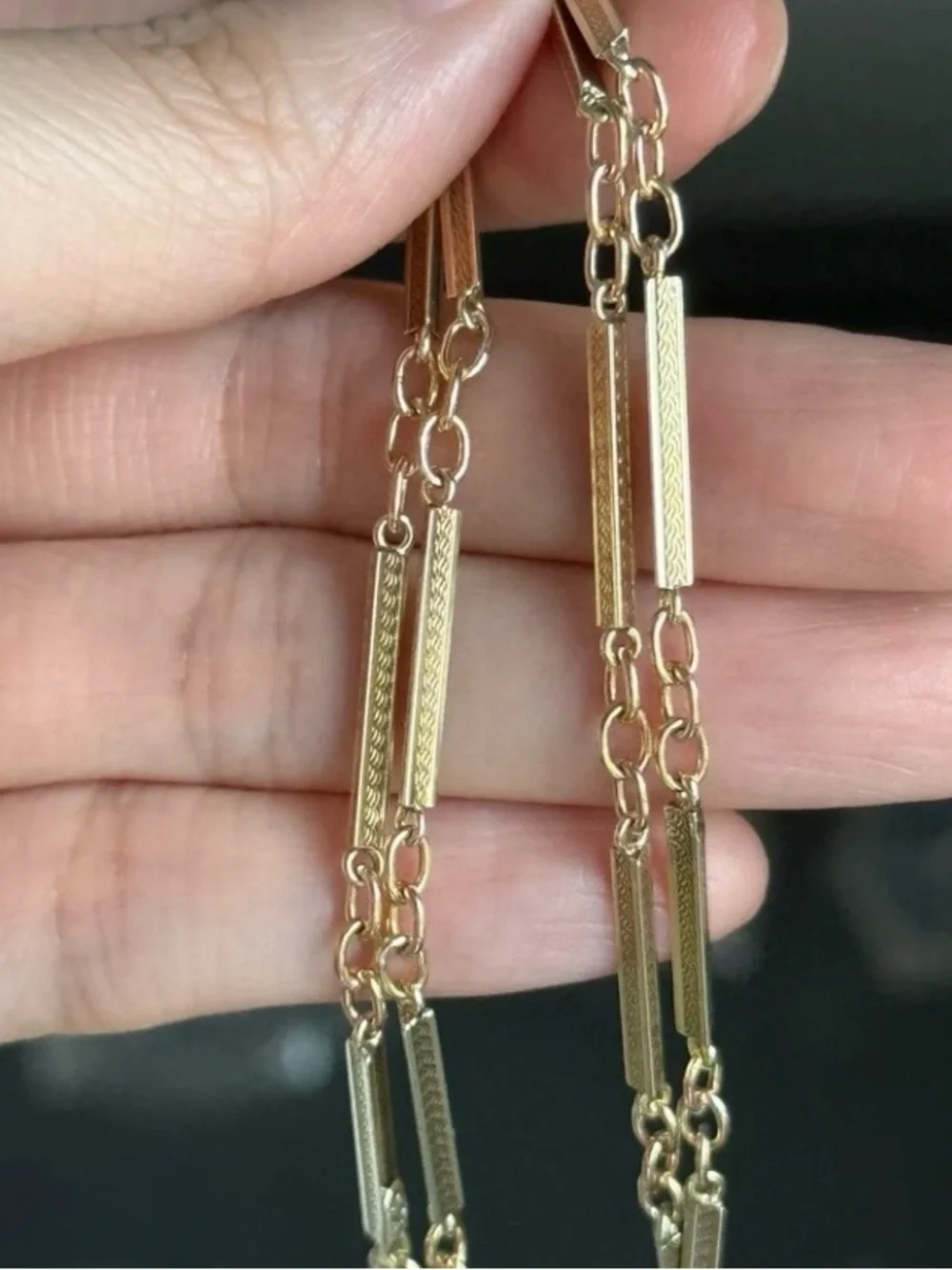 Elegant 14k Gold Bar Link Watch Chain Necklace - Women